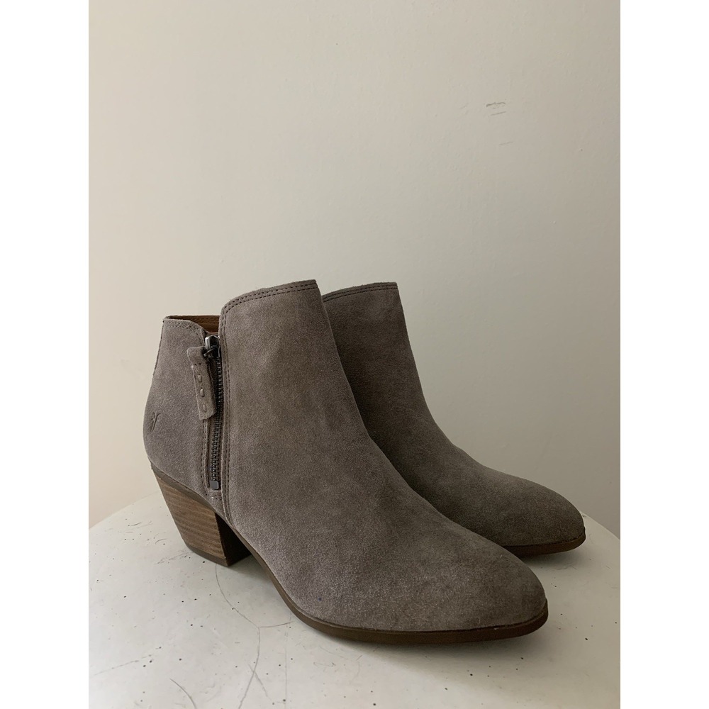 Frye Judith Zip Ankle Booties Size 7 M Taupe Suede Leather Western Americana